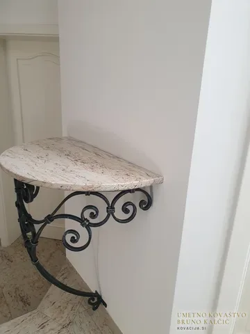Kovana stenska konzolna mizica, Palično jeklo 16×8 mm