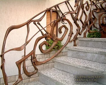 Kovana stopniščna ograja, Kromberk, Ploščato jeklo dimenzije od 40×20mm do 40×100mm