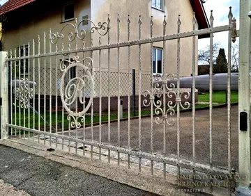 Kovana dvokrilna vrata 2/3 1/3 z monogramom, Celovec (Klagenfurt), iz kovačije na Blejski Dobravi